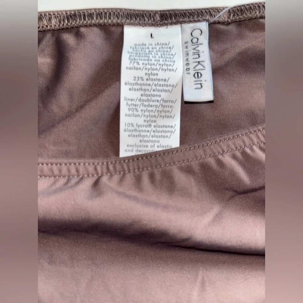 Calvin Klein Hipster Brown Bottom Women L Full Coverage NEW Beach Surf Vacation